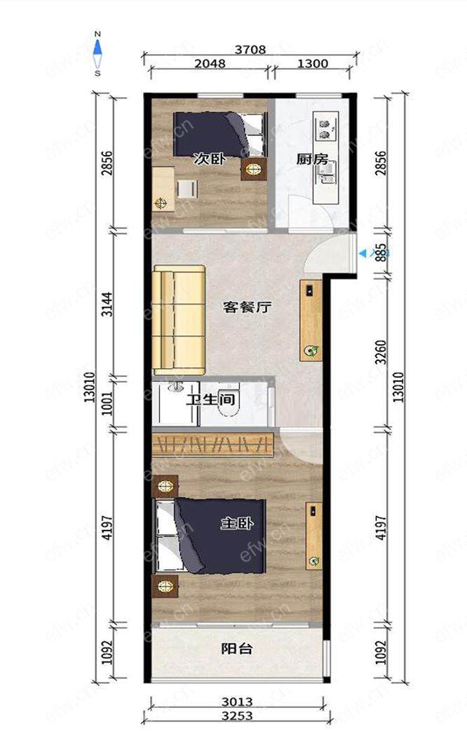 槐古一村精装刚需二房2室1厅