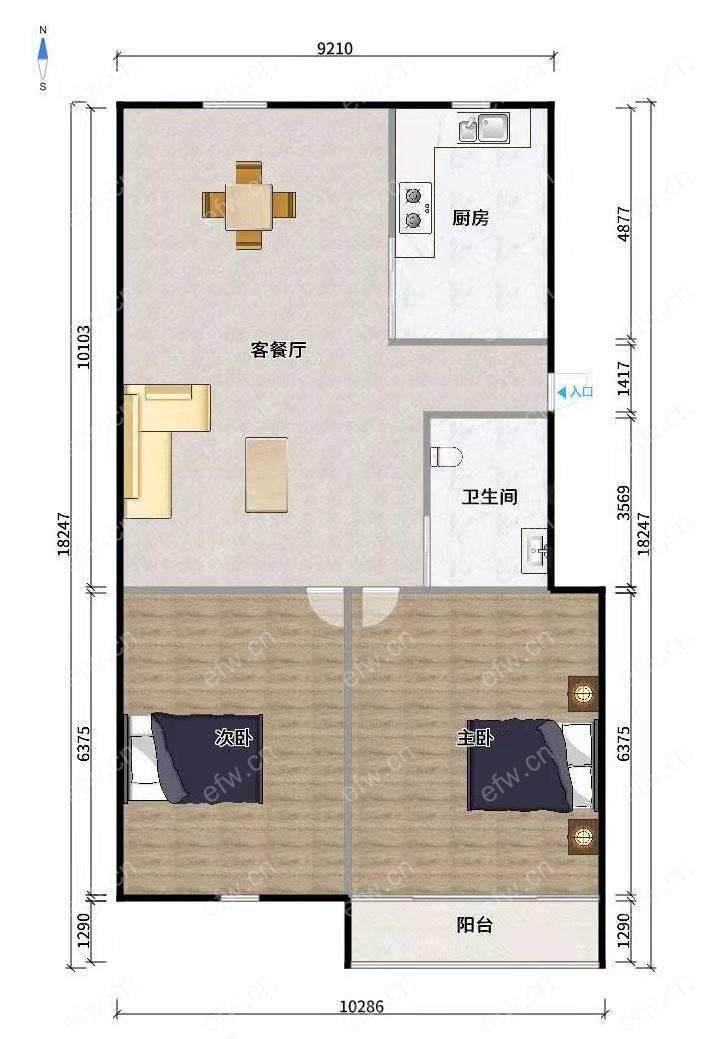 东河头巷 2室2厅小区中间位置，拎包入住；客厅宽敞、使用率高