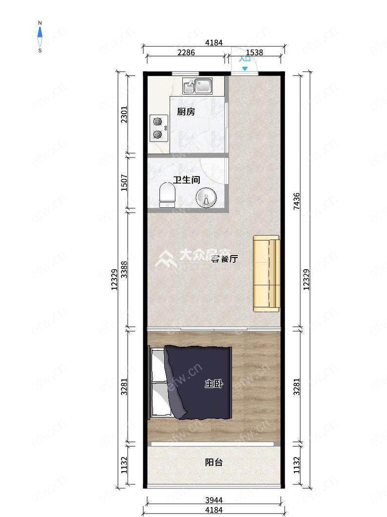 兴源北路638号（金马商城） 1室1厅