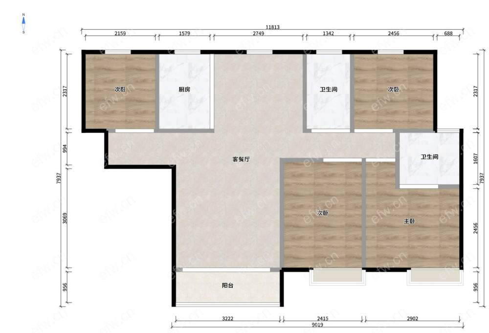 新翔家园 4室2厅，户型方正