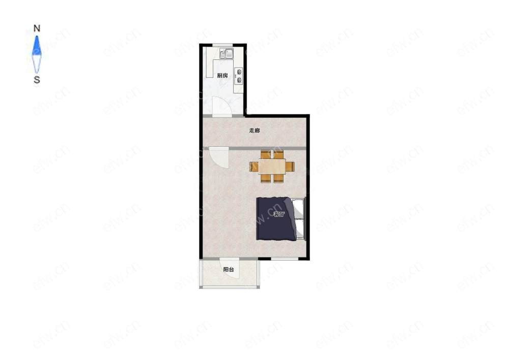 建设新村 1室1厅 拎包入住