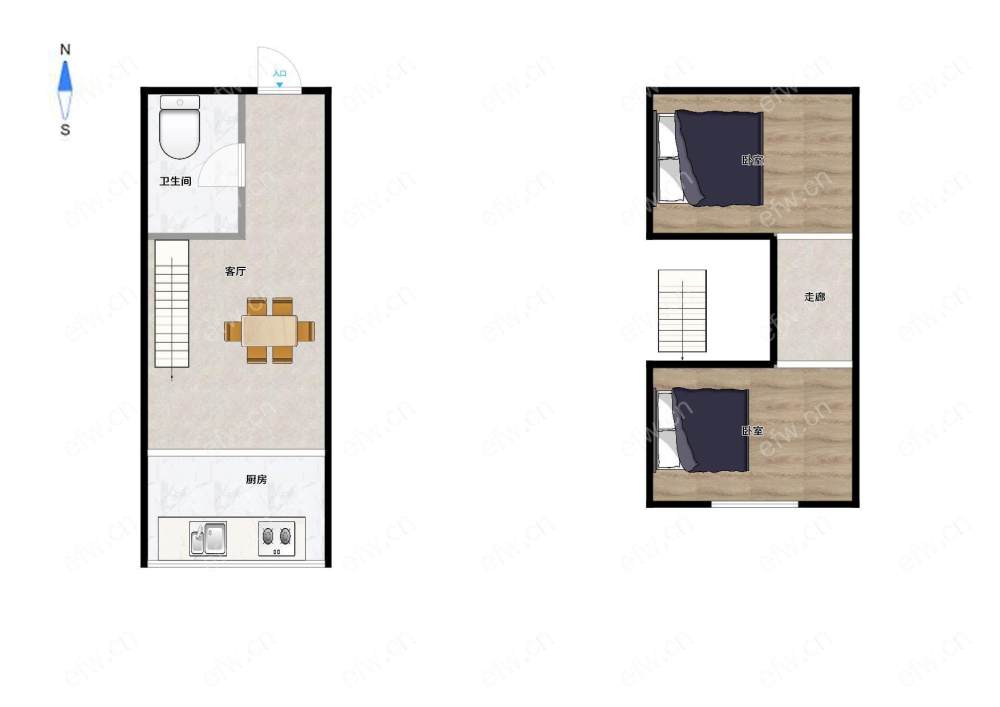 橘子公寓（21-22） 2室1厅