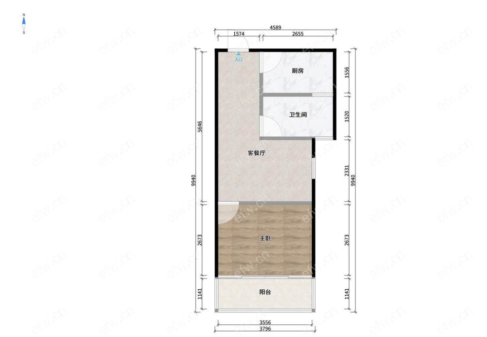 婚装全明东边户1房,梧桐水岸 格局工整合理