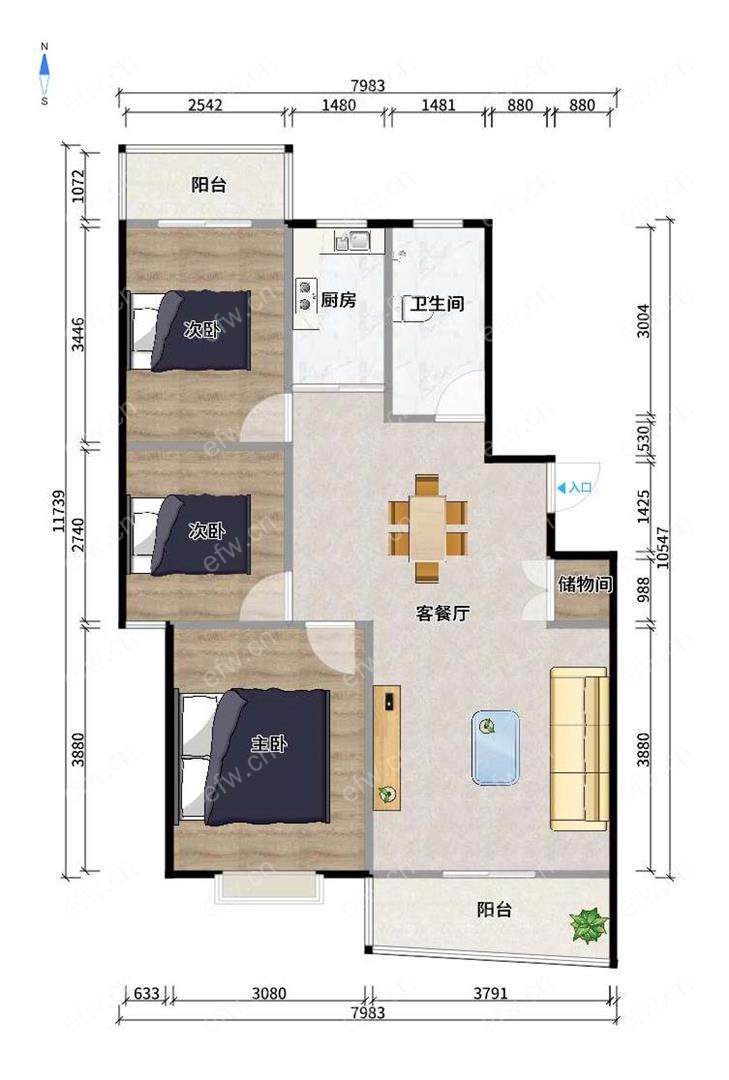 二泉东园 3室2厅 客厅朝南