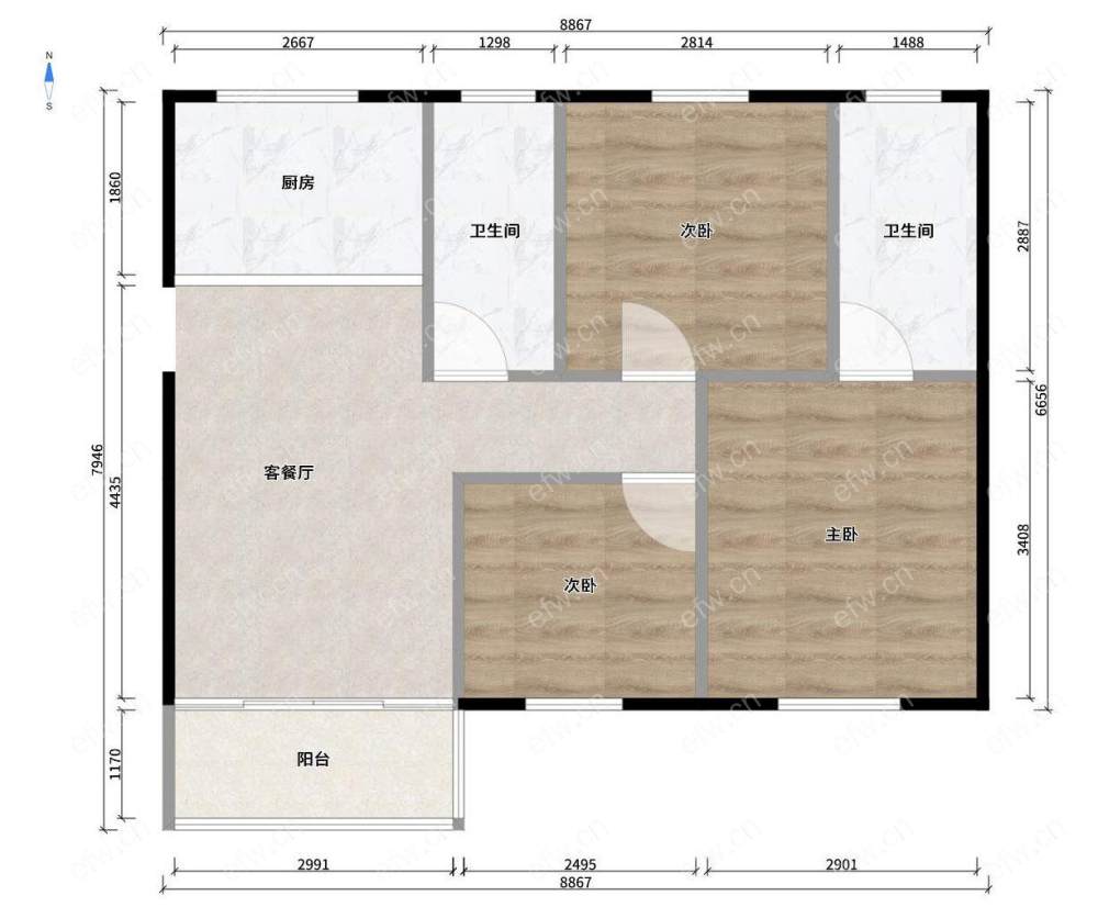 太平洋城中城二期C区(惠太商业广场） 3室2厅