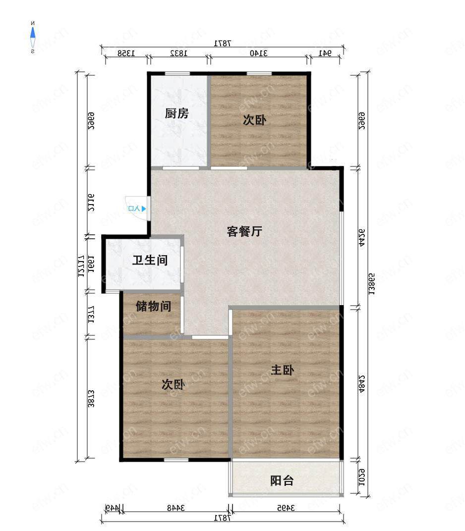 婚装全明东边户3房,五河苑 格局工整合理