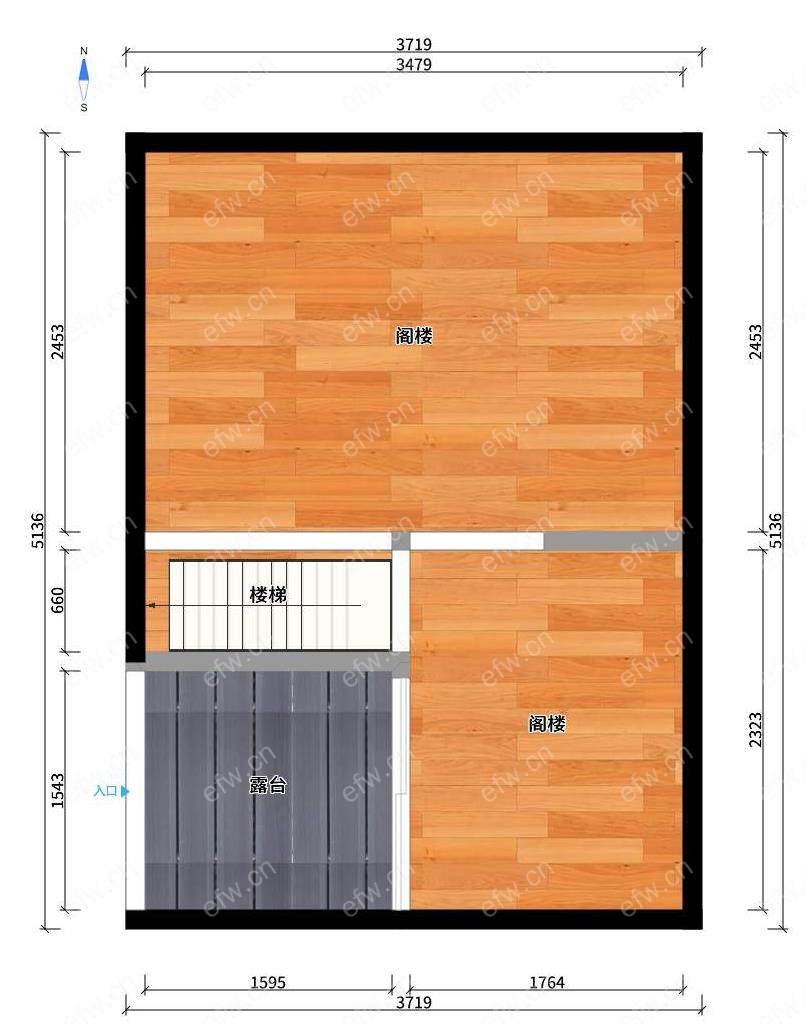 中北新村 2室1厅，顶带阁，带露台