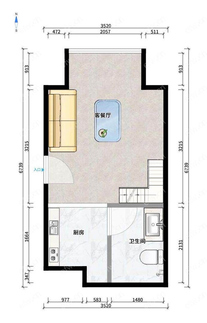 港龙城市商业广场 2室1厅