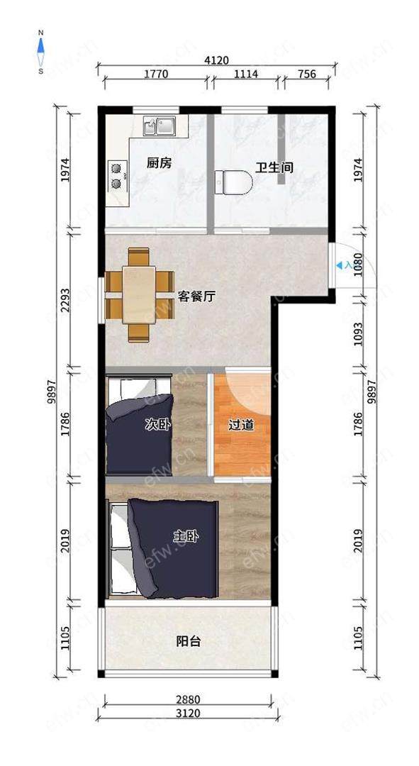 惠龙新村 2室1厅 西边户 带西窗