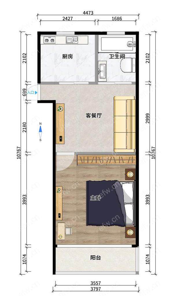 大竹园新村 1室1厅