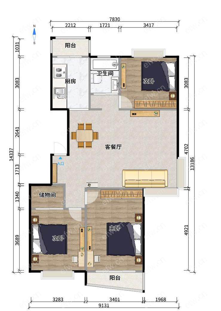 阳光城市花园C区 3室2厅               有钥匙 看房我去开门