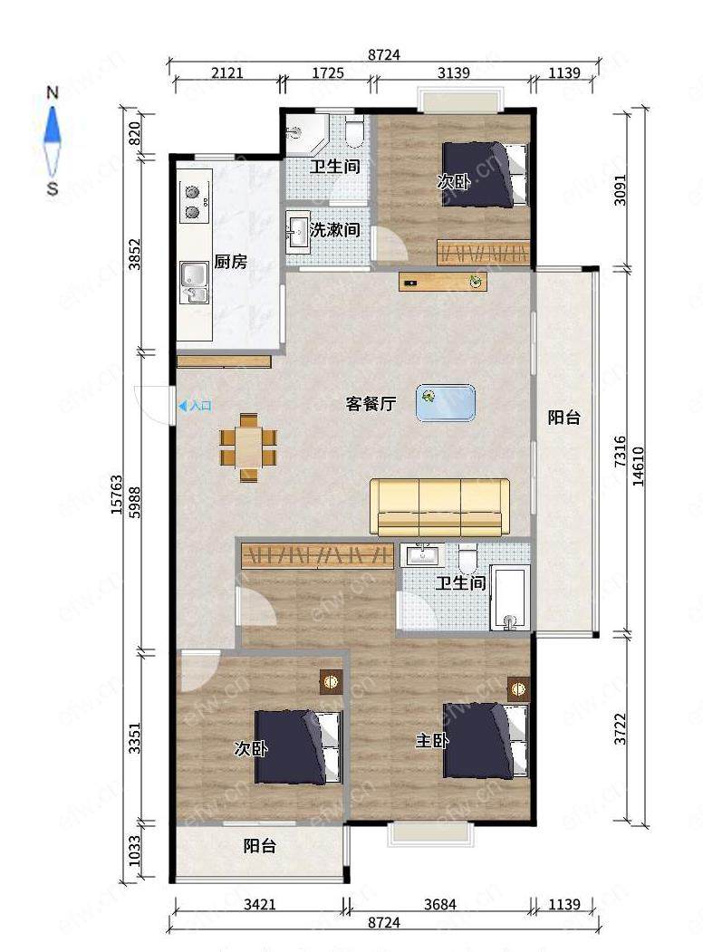 融创荣域(溪岸景园二区50-63) 3室2厅