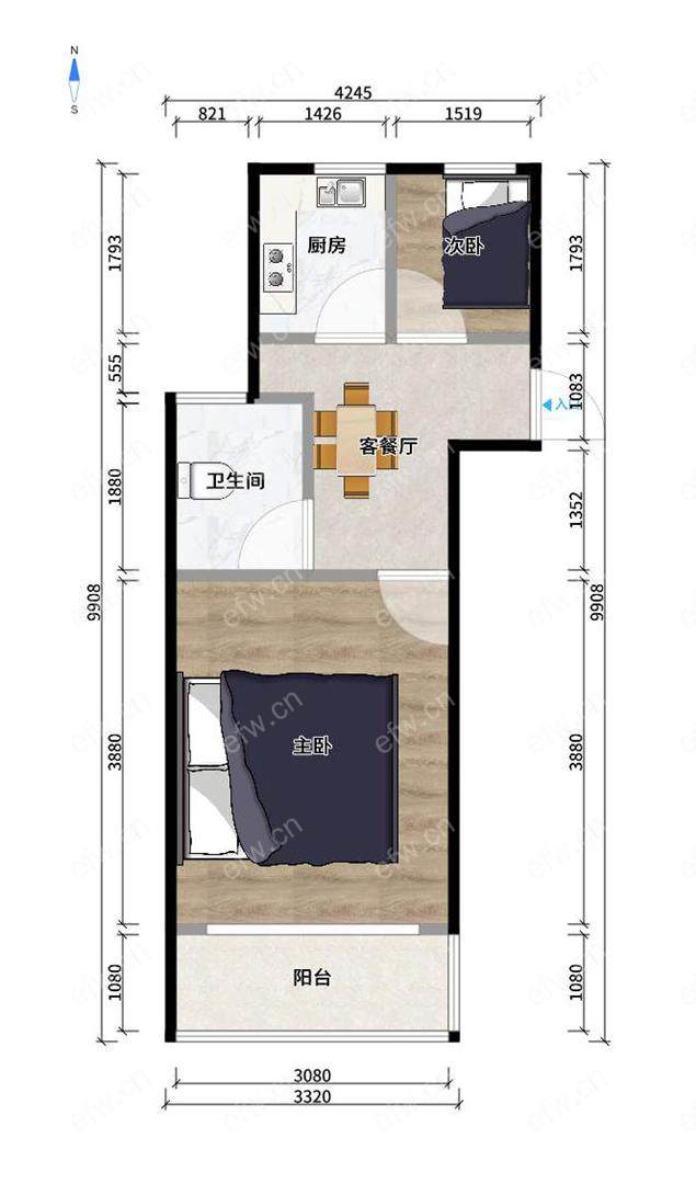 新惠家园（二期51-121） 2室1厅