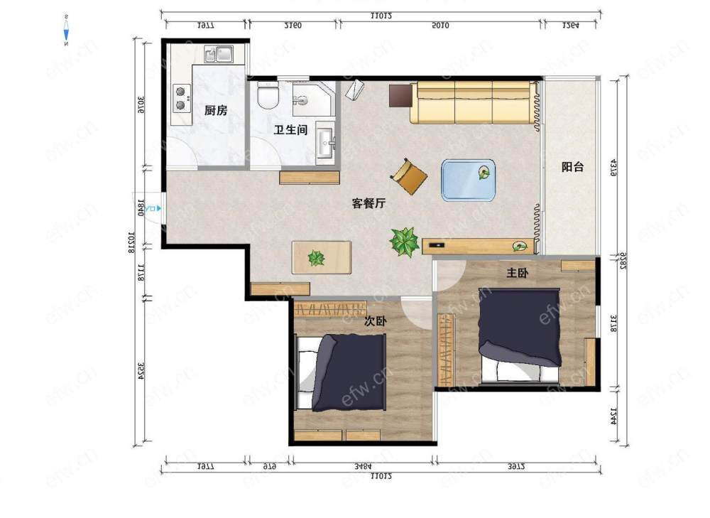 阳光100际新城北区（527-563） 2室2厅