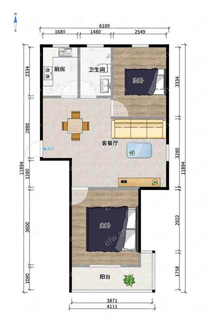 新惠家园（西区125-173） 2室1厅