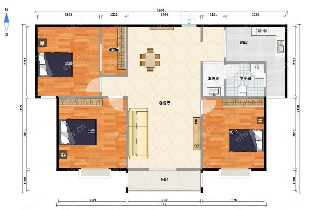 中南家园A区 3室2厅