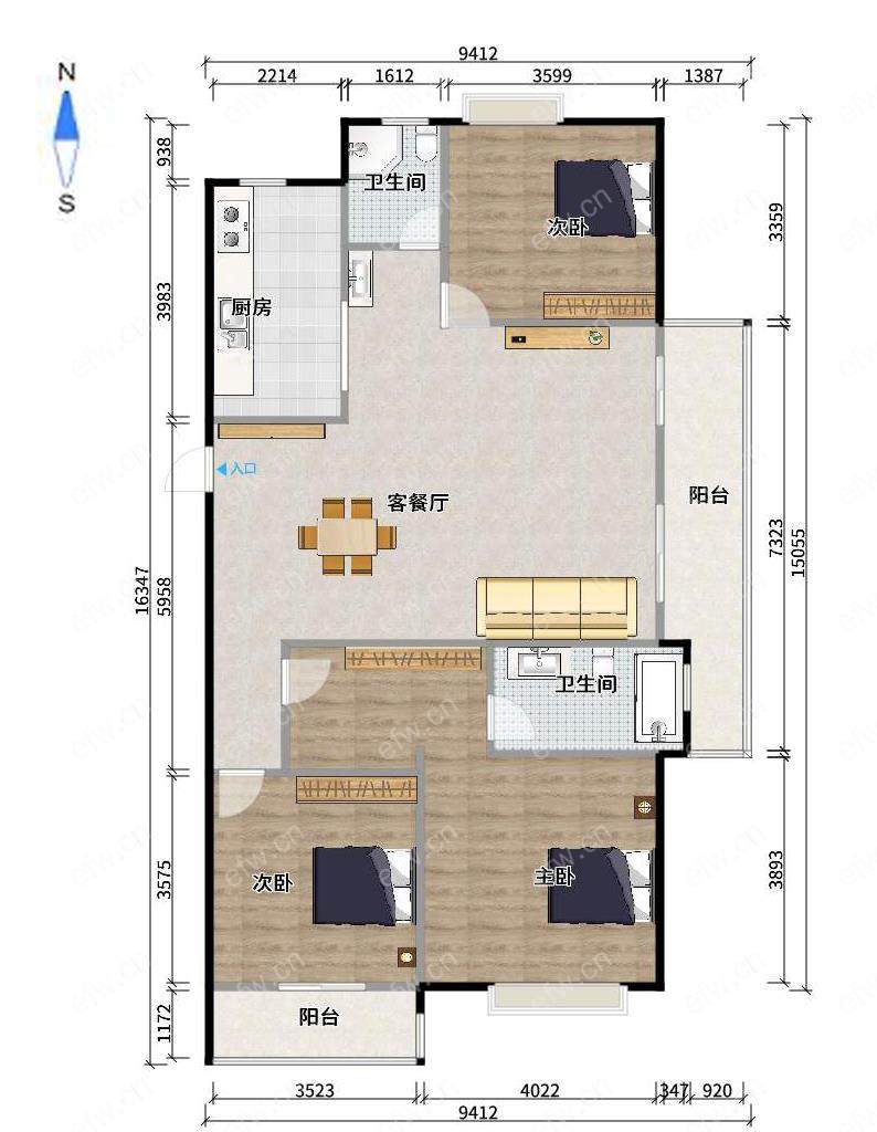 融创荣域(溪岸景园二区50-63) 3室2厅