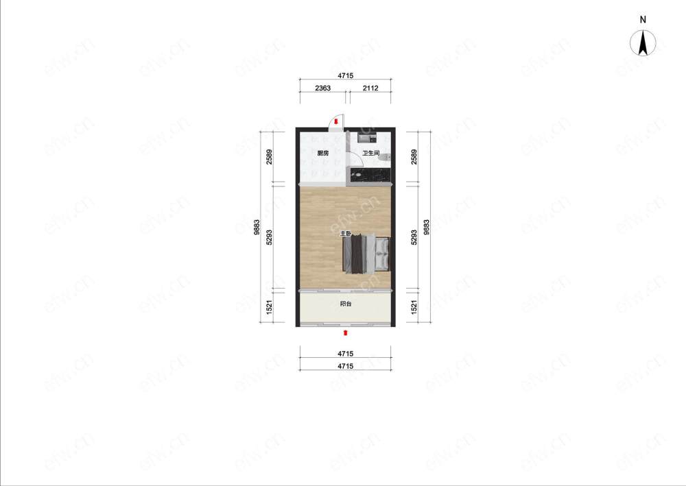 清扬公寓（康园75号） 1室1厅