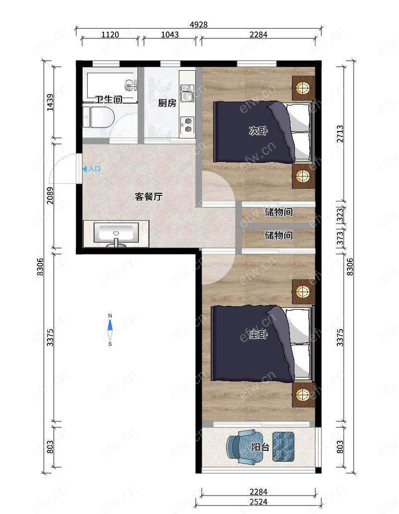 芦庄六区 2房 全明户型 另送家电