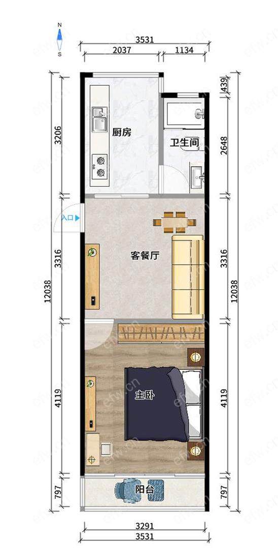 扬名花园 1室1厅