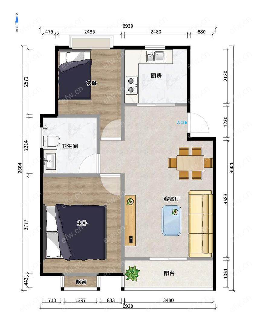 新惠家园（南区1-39、60-67） 2室2厅