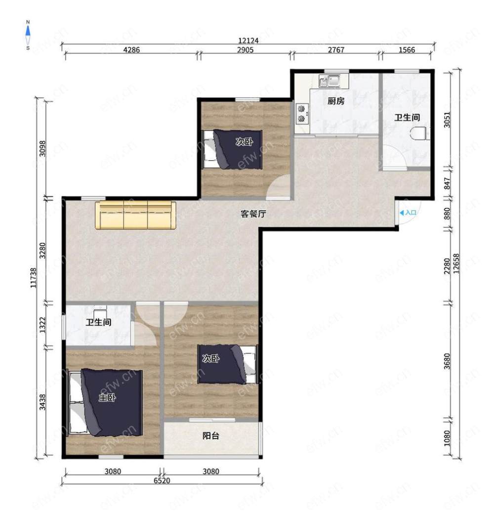 新惠家园（西区125-173） 3室2厅