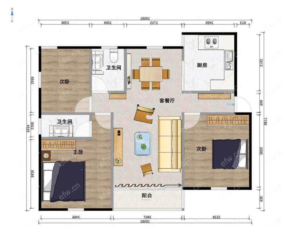 阳光100际新城北区（527-563） 3室2厅