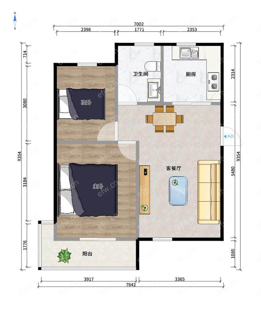 新惠家园（西区125-173） 2室2厅