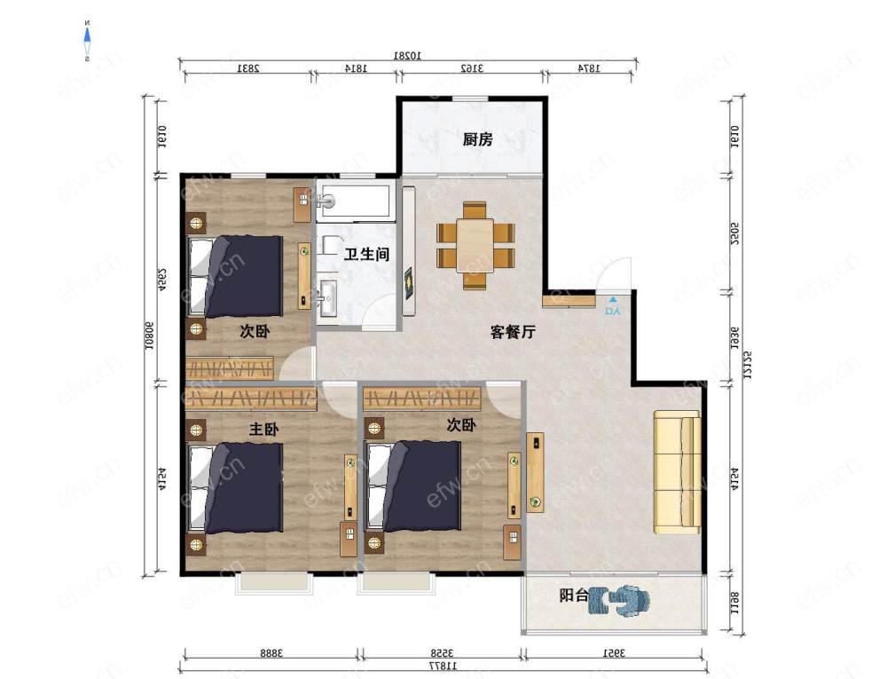 梧桐水岸 3室2厅