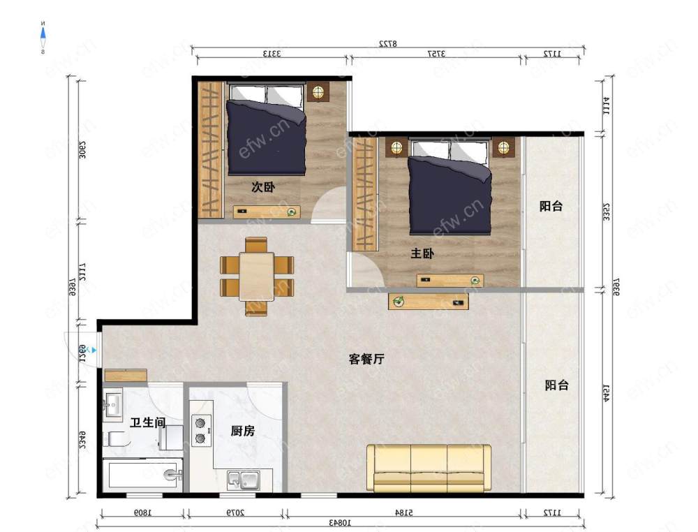 阳光100际新城 2室2厅