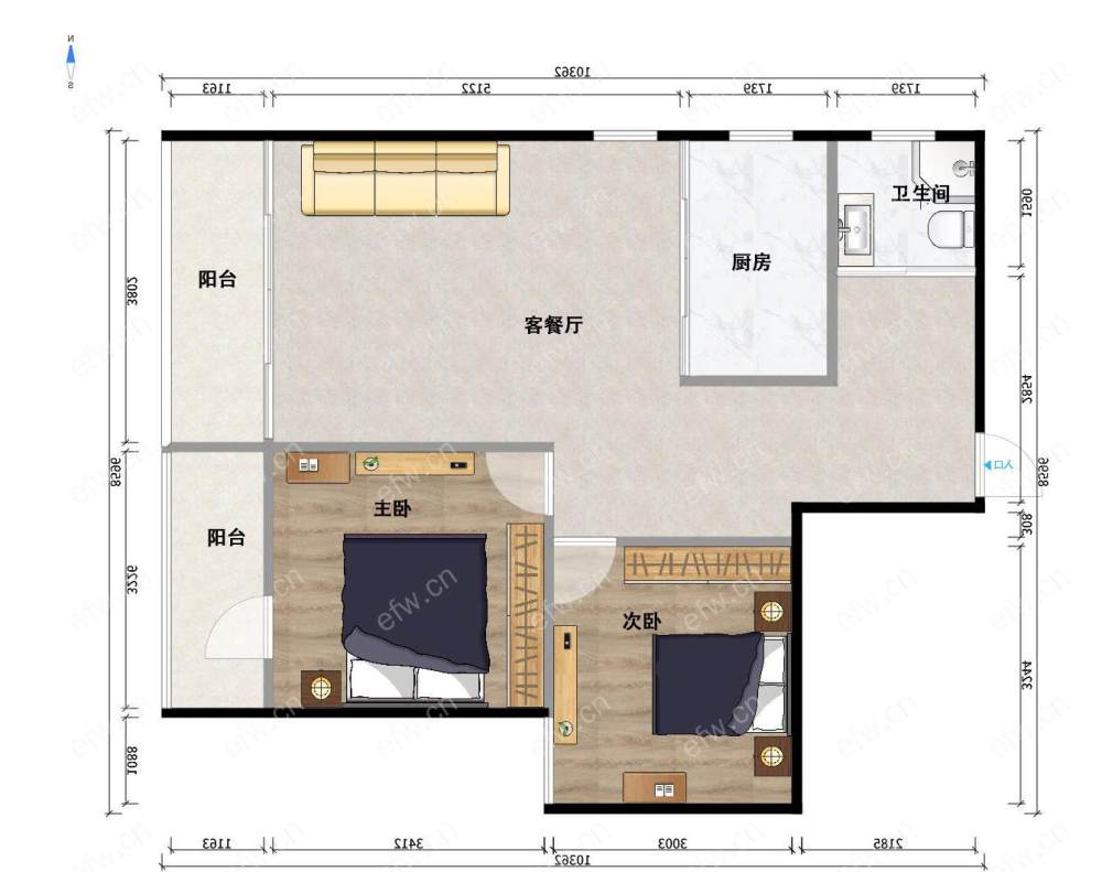 阳光100际新城 2室1厅