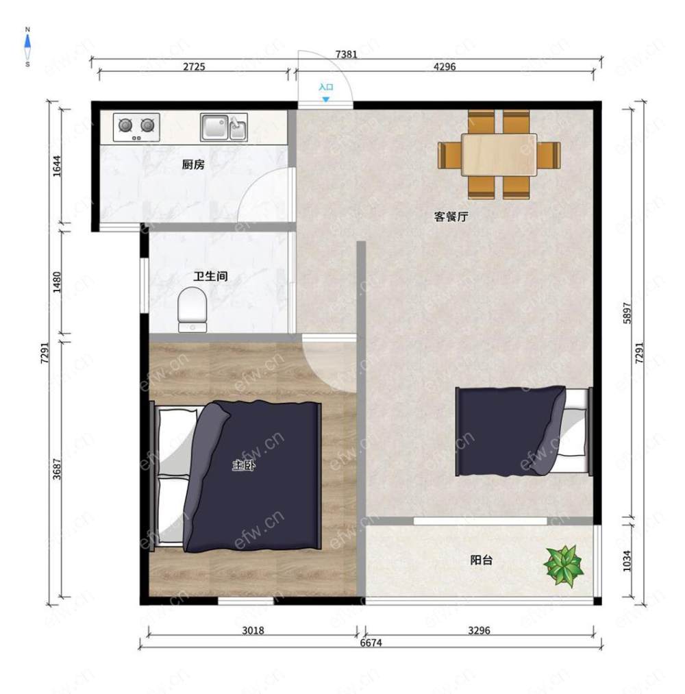 新惠家园（西区125-173） 1室1厅