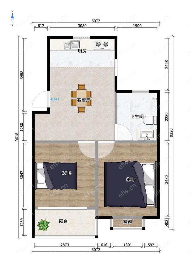 新惠家园（南区1-39、60-67） 2室1厅