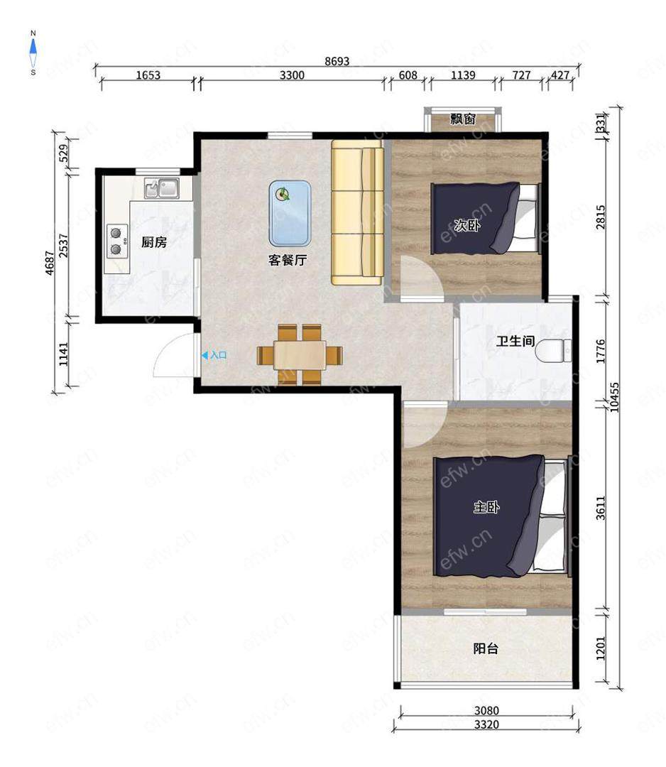 惠麓苑 2房 全明户型 另送家电