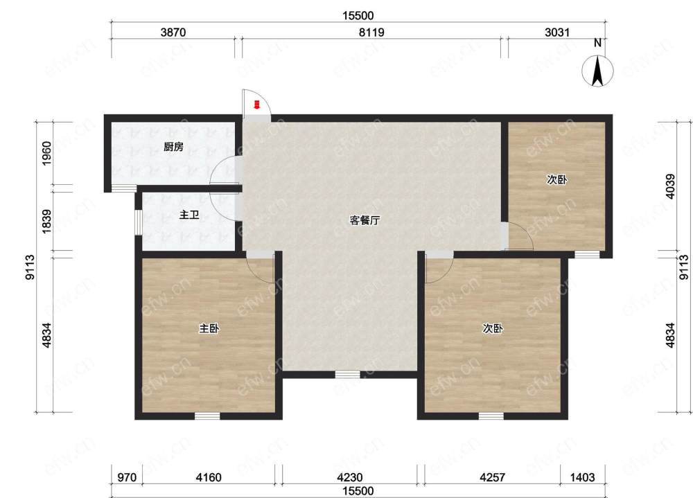 丰涵家园 3室1厅毛批