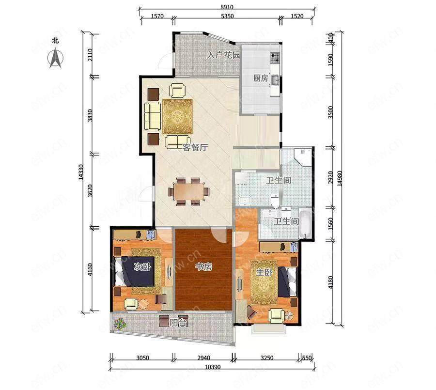 阳光城市花园A区 3室2厅 全新精装