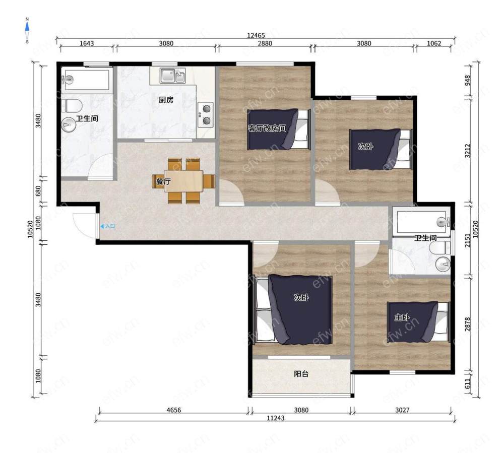 新惠家园（西区125-173） 4室1厅