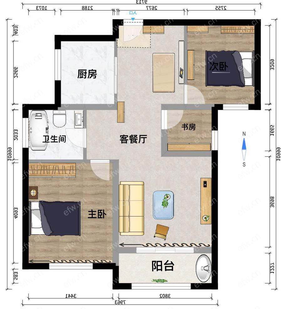 华府庄园十区 3室2厅，精装修，家具家电全，省锡中可用，地铁口