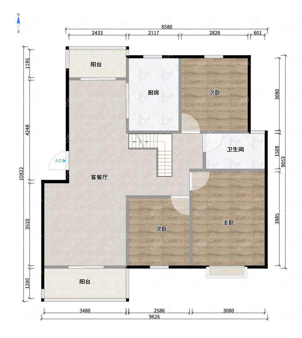 苹果园际社区 6室2厅 新装修 未住人