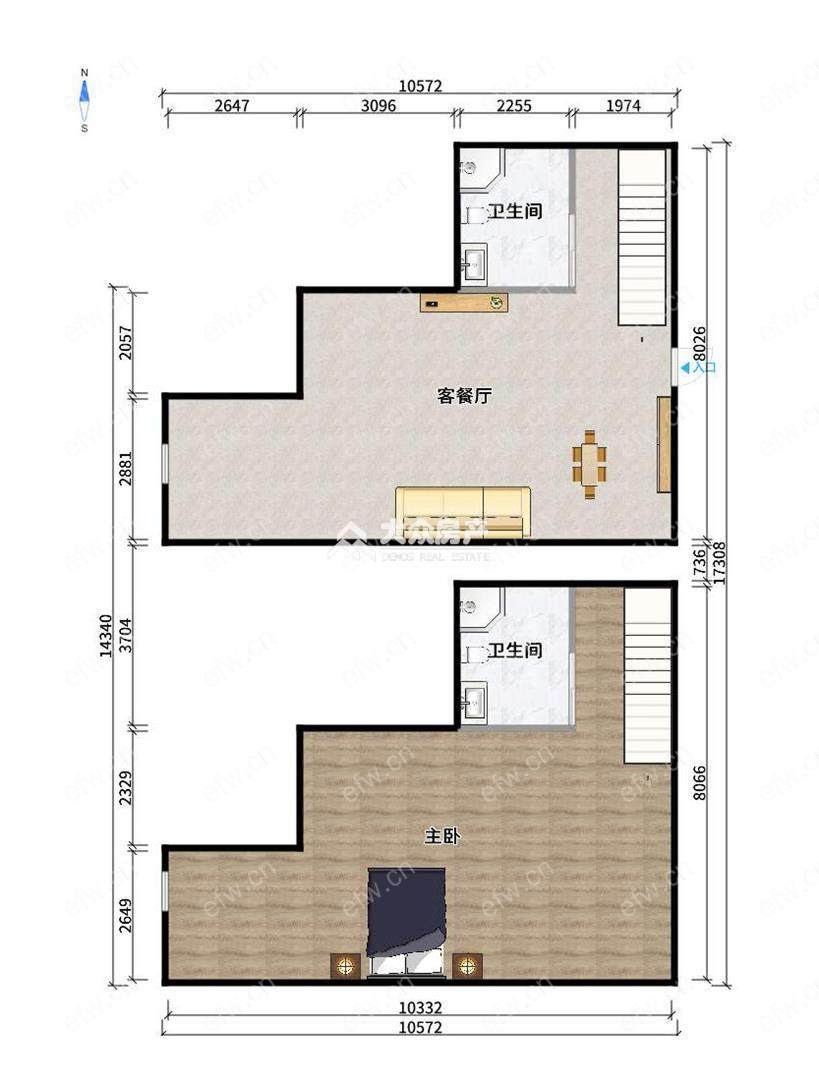 映山华庭（34-38） 1室1厅，复式结构，装修好，拎包入住