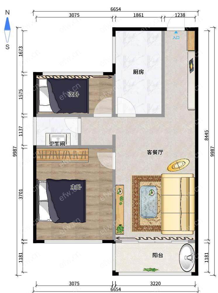 金洋澳澜南区 纯毛坯2室