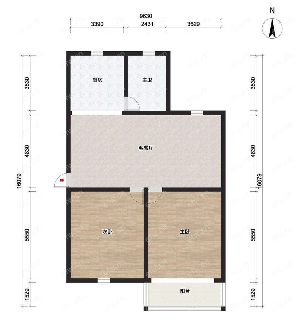 五河苑 2室2厅，一梯两户，南北通风。