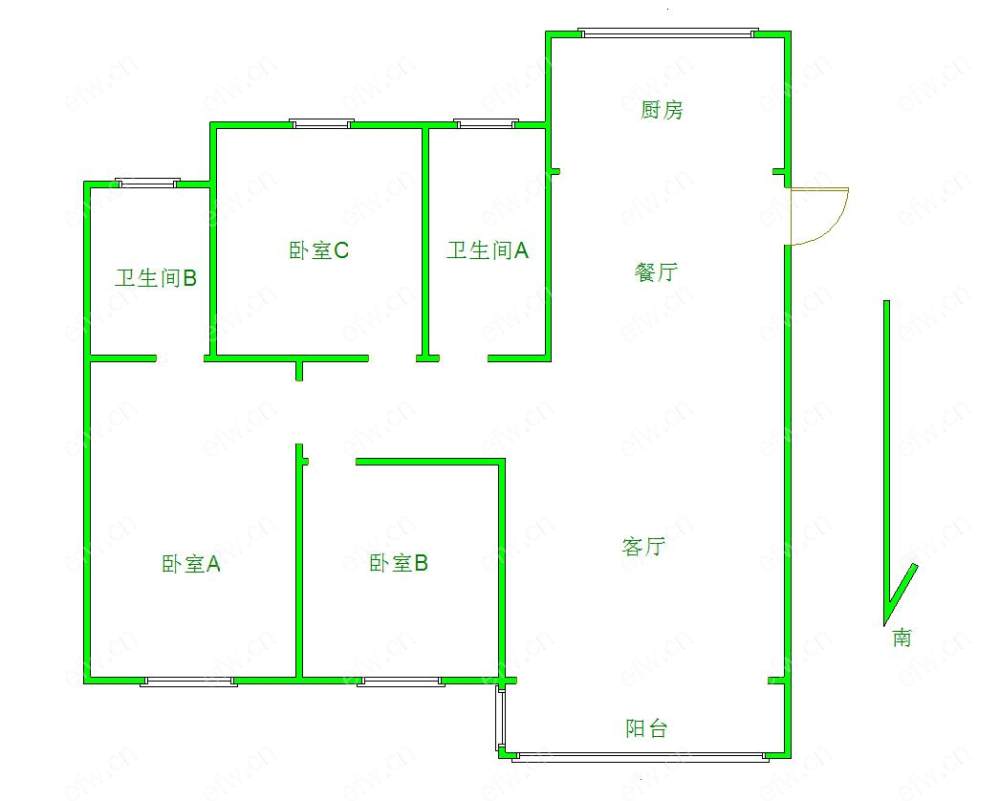 太平洋城中城三期B区(惠太商业广场） 经典3房 东边户 全明毛坯房