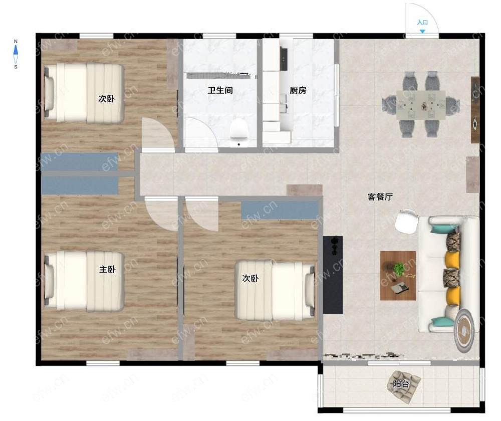 village room房 全明户型 另送家电