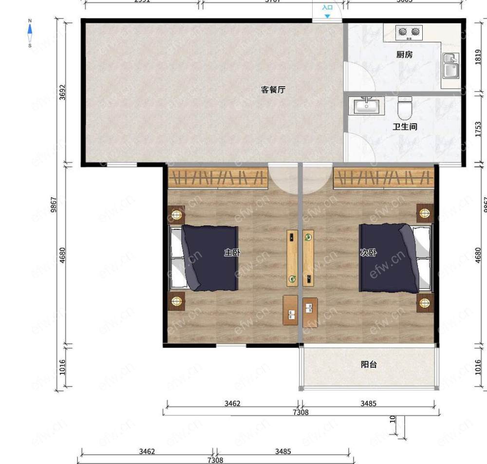 凤翔馨城 2室2厅 刘潭双地铁口 精装两房朝南采光好