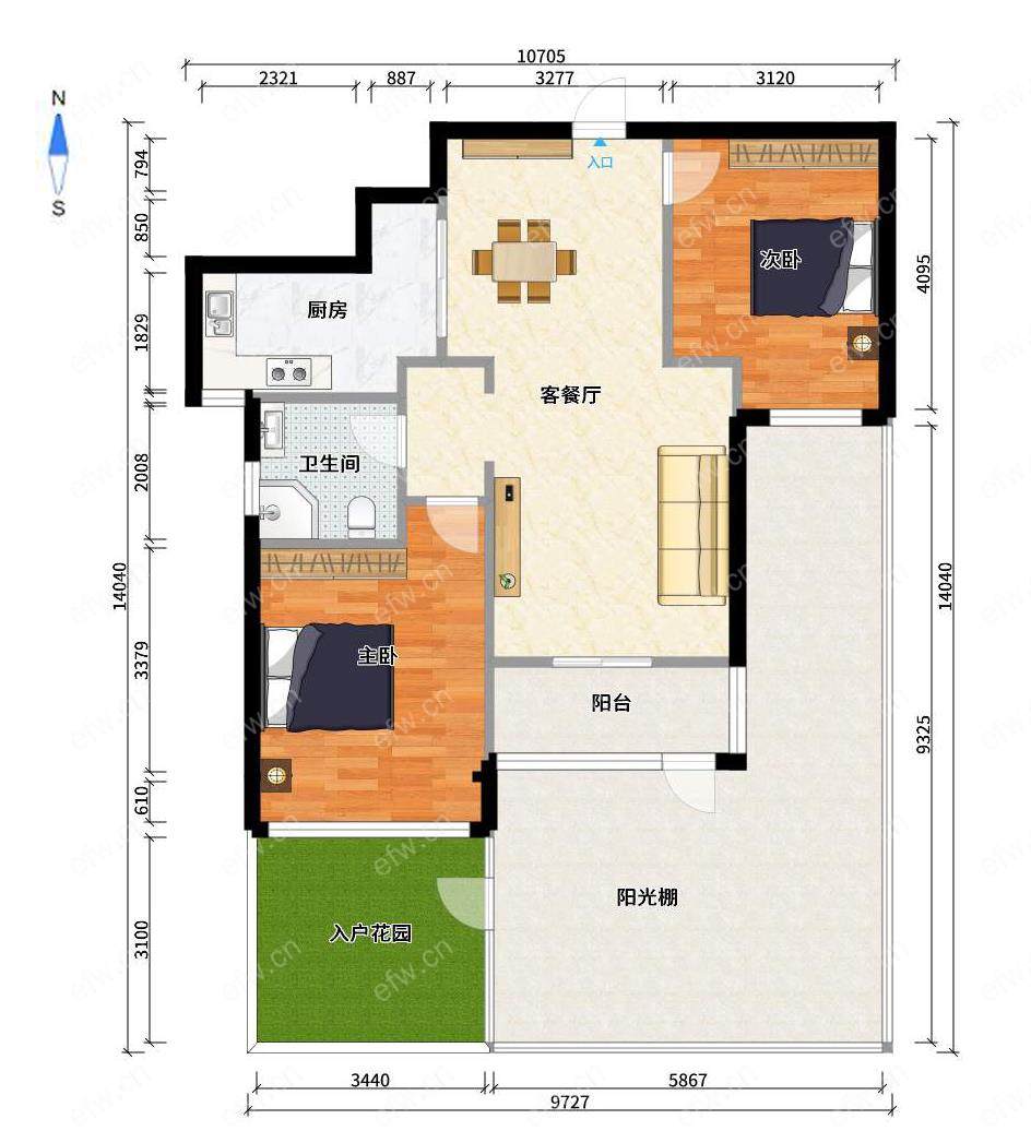 万科魅力之城二期 精装2室2厅 带30平大院子  已做阳光房 随时可看