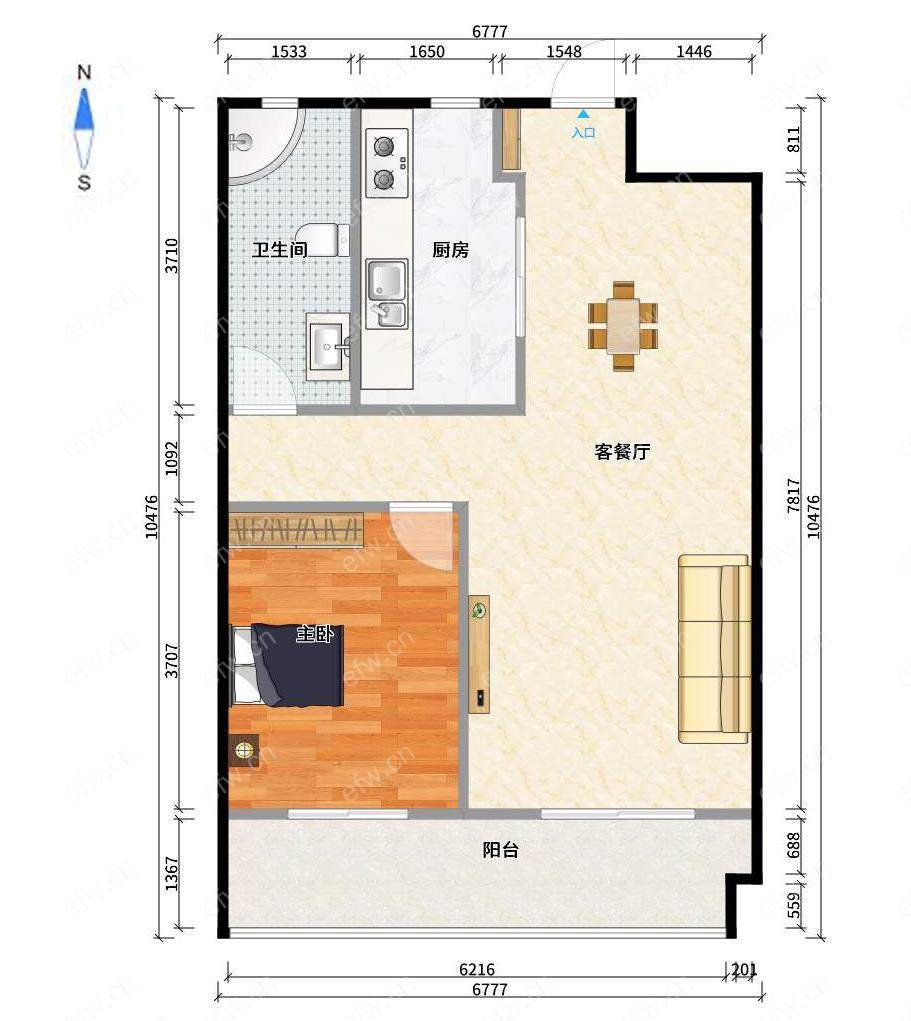 融创玉兰系 澜山郡开发商统装+地暖+空调+本小区一套一室两厅南北通透小户型