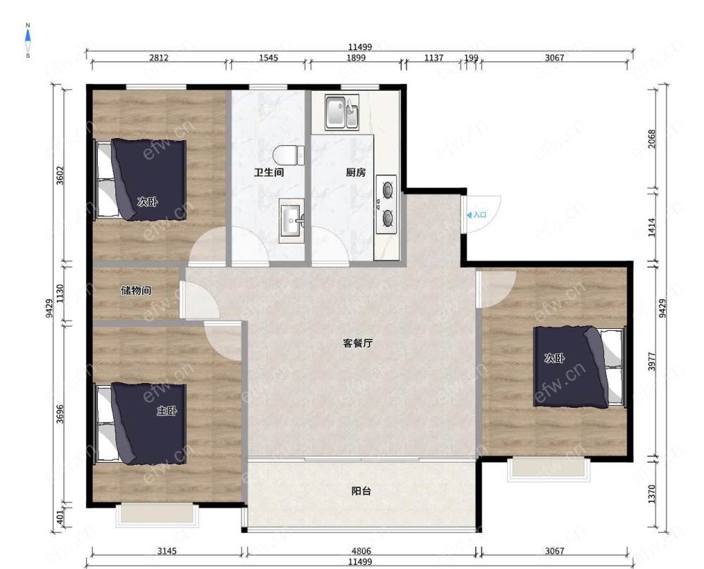 万科品质住房三室两厅一卫