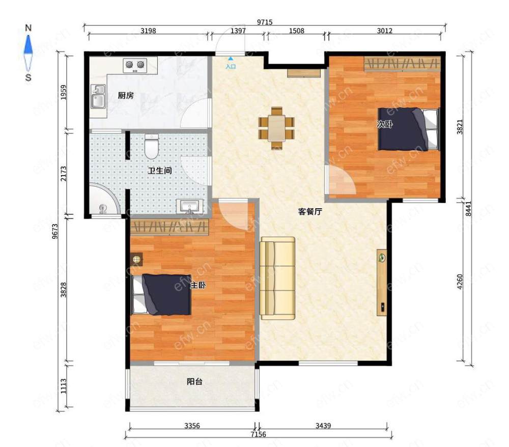 南湖家园  3年内婚装大2房  客厅朝南 保养好 采光无遮挡