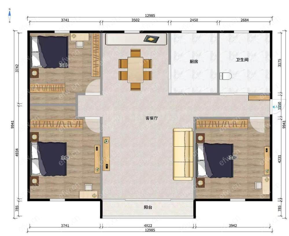 银杏苑.精装修3开间朝南.沿河景观房.拎包入住.5号地铁